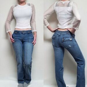 VINTAGE Distressed Boot Cut Jeans Pamela Anderson One Of A Kind 4